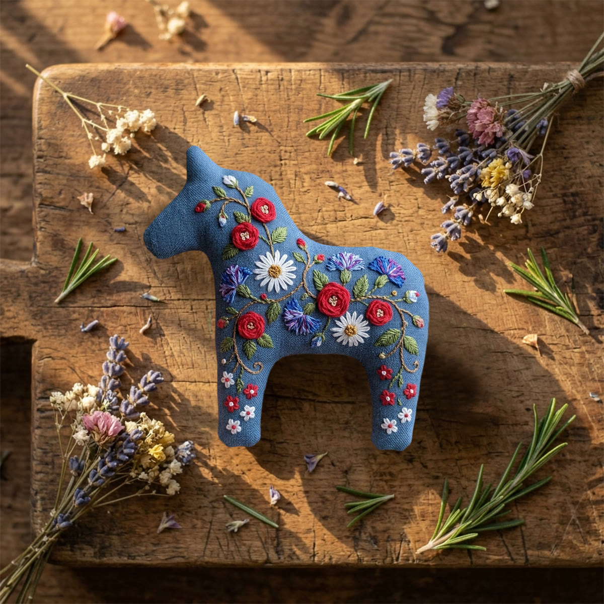 Rubbyoo Dala Horse Embroidery Kit -  Blue Garden | Beginner Friendly  Sewing Kit | Fancy Home & Shelf Decor - image 7