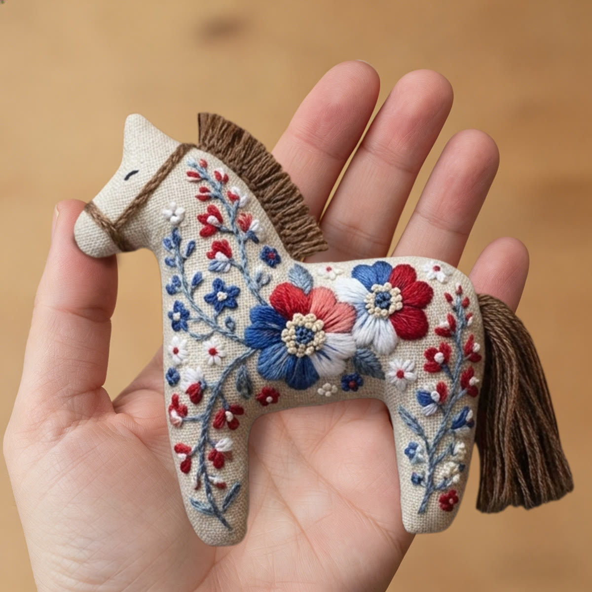 Rubbyoo Dala Horse Embroidery Kit -  White Romance | Beautiful  Yarn Tassels | Thoughtful  Gift For Her - image 7