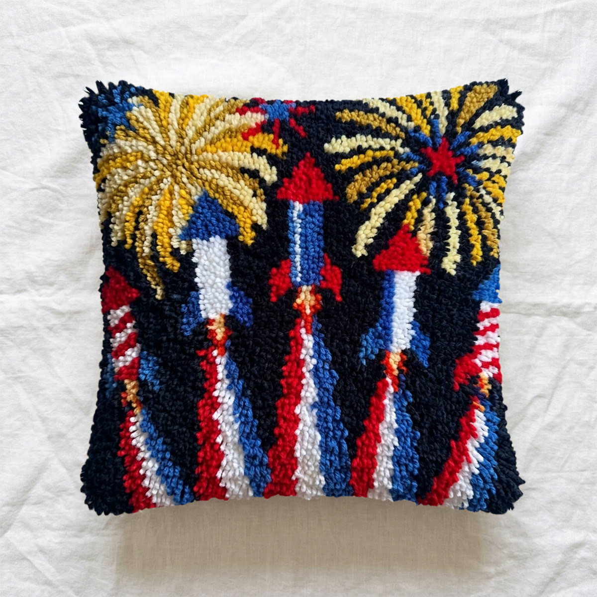 Rubbyoo Latch Hook Pillow Kit - Fireworks Display | 250th Usa Anniversary Gift | Cozy Holiday Party Decor - image 3