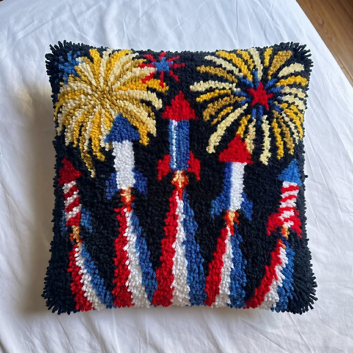 Rubbyoo Latch Hook Pillow Kit - Fireworks Display | 250th Usa Anniversary Gift | Cozy Holiday Party Decor - image 5