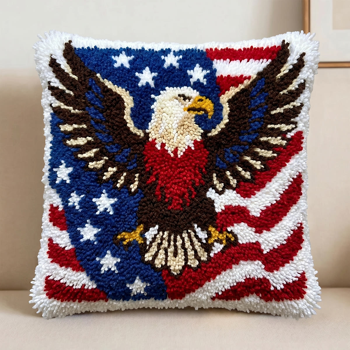 Rubbyoo Latch Hook Pillow Kit - Bald Eagle | Military Family Gift | Memorial Day Decoration - image 3