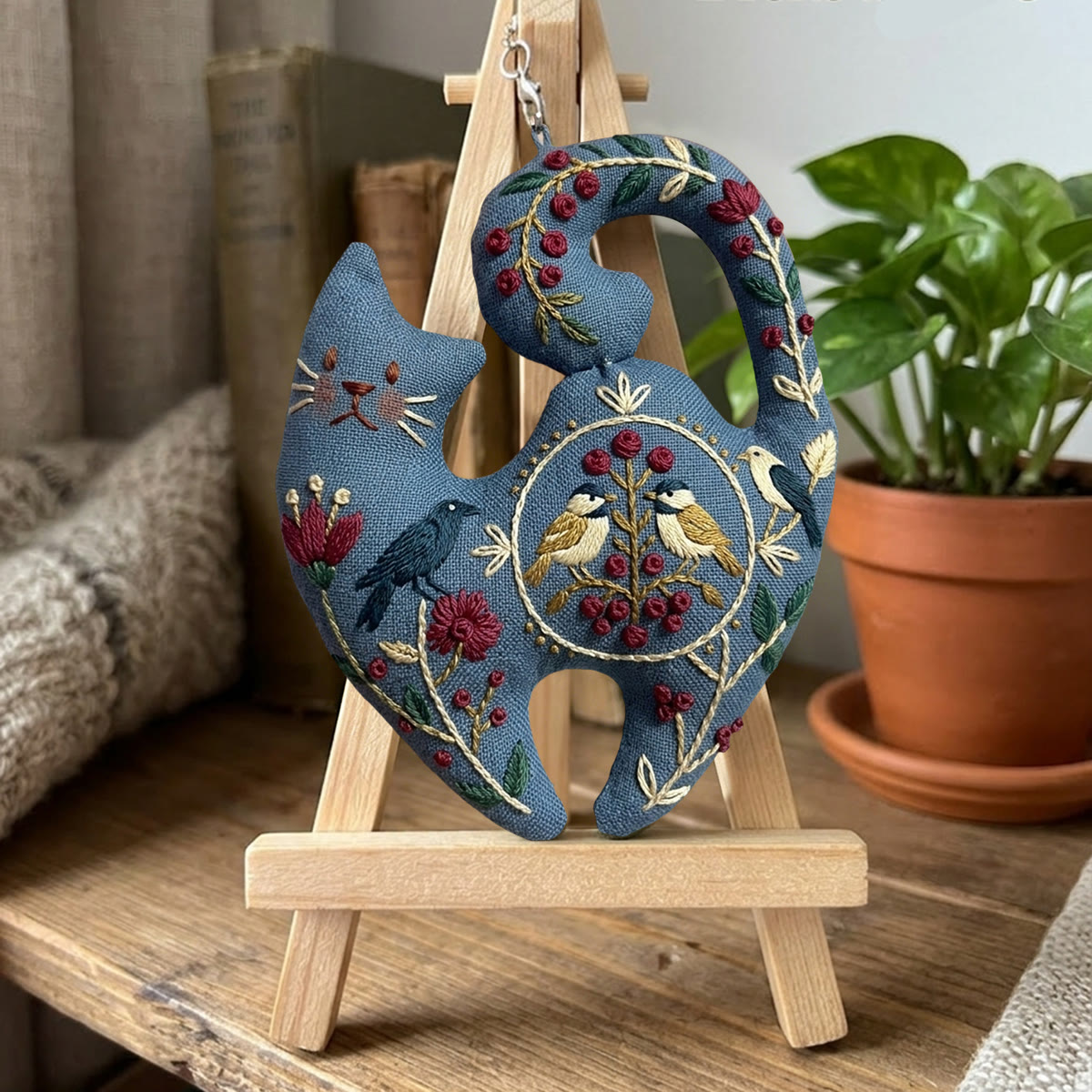 Rubbyoo Kitty Embroidery Kit - Couple Parrots | Floral & Animal Motif | Backpack Decor Highlight - image 3