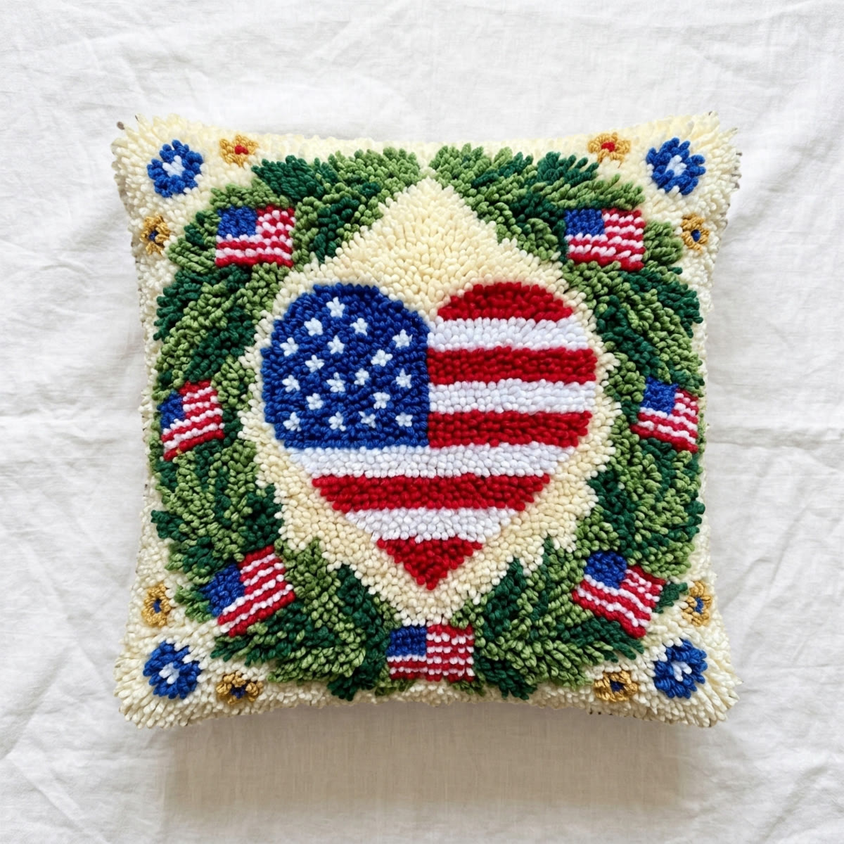 Rubbyoo Latch Hook Pillow Kit - Heart Shaped Us Flag | 1776-2026 Commemorative Gift | Patriotic Celebration Decor For Home - image 5