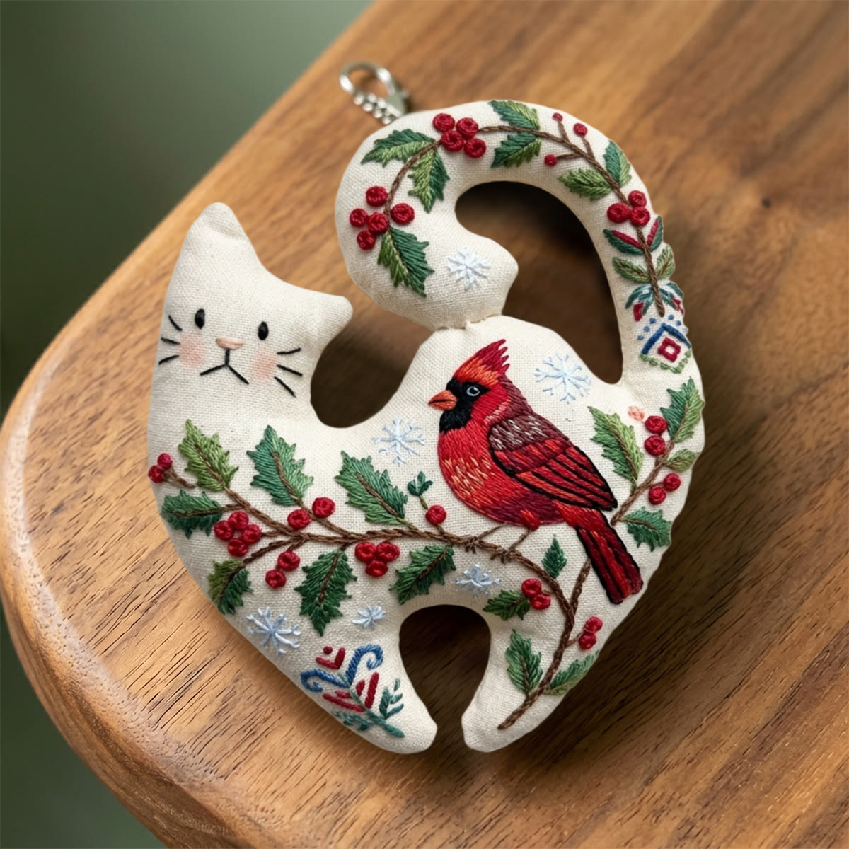 Rubbyoo Kitty Embroidery Kit - Red Bird | Cozy Handmade Home Art | Beginner Friendly Needlework - 6 inches hoop kit - image 1