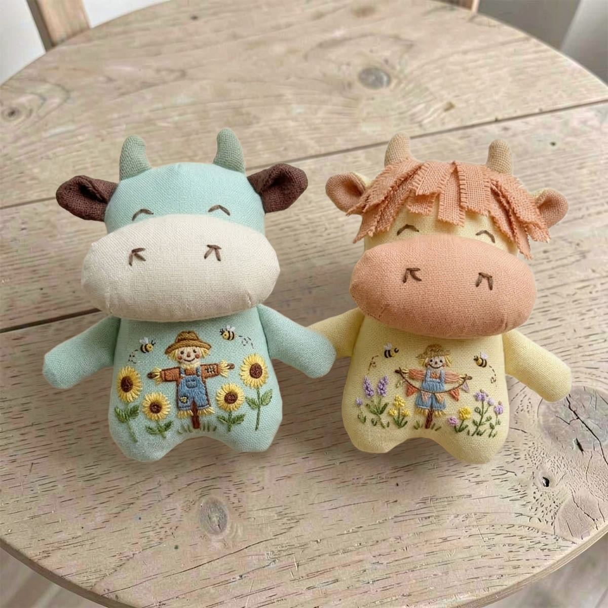 Rubbyoo Stuffed Cow Embroidery Kit | Scarecrow Cartoon Sewing Motif | Special Colorful Ornament - image 4