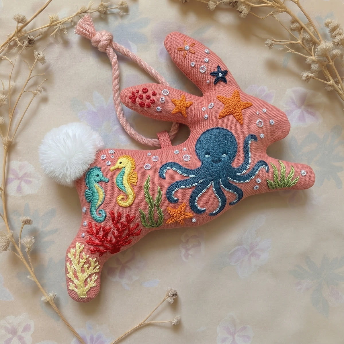 Rubbyoo Rabbit Embroidery Kit - Octopus  &  Seahorse | Sea-inspired Theme Decorative Accent | Easy For Stitch Beginner - image 2