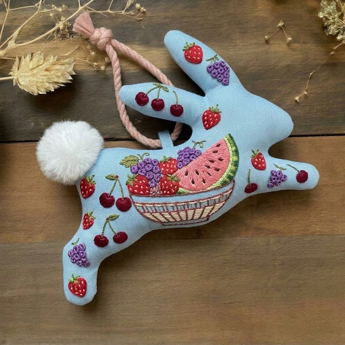 Rubbyoo Rabbit Embroidery Kit - Fruit Feast | Delicate Versatile Statement Piece |  DIY Fruit Sewing Kit - 6 inches hoop kit - image 1