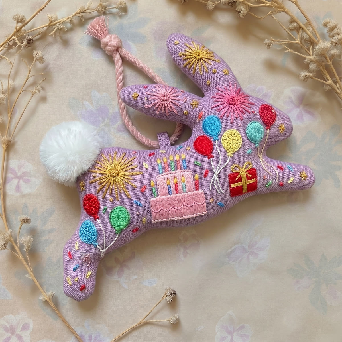 Rubbyoo Rabbit Embroidery Kit - Birthday Party | Bright Color Cartoon Pattern | Unique Needlework Birthday Gift  - image 2