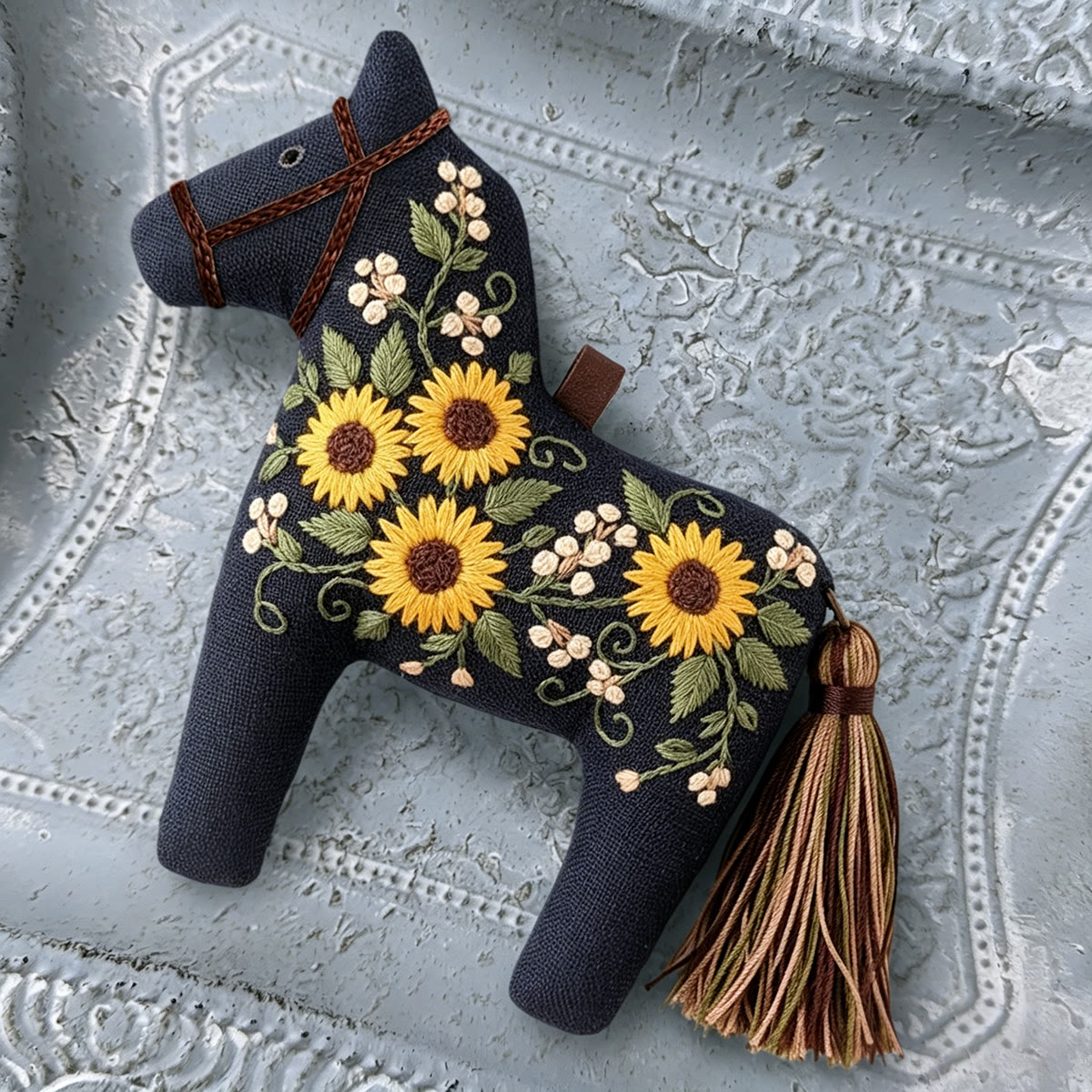 Rubbyoo Dala Horse Embroidery Kit - Bright Floral Bouquet | Gift For Her  | Scandinavian Style Ornament - image 4