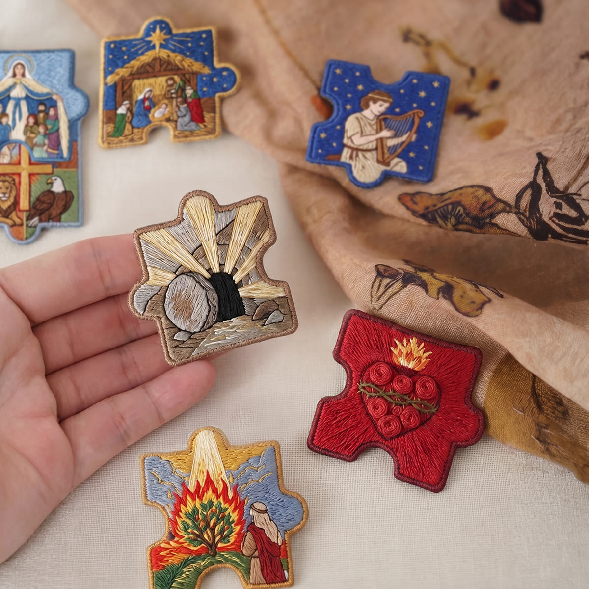 Rubbyoo Diy Magnet & Brooch Embroidery Puzzle Kit - Old And New Testament Art | Christian Home Decor - image 4