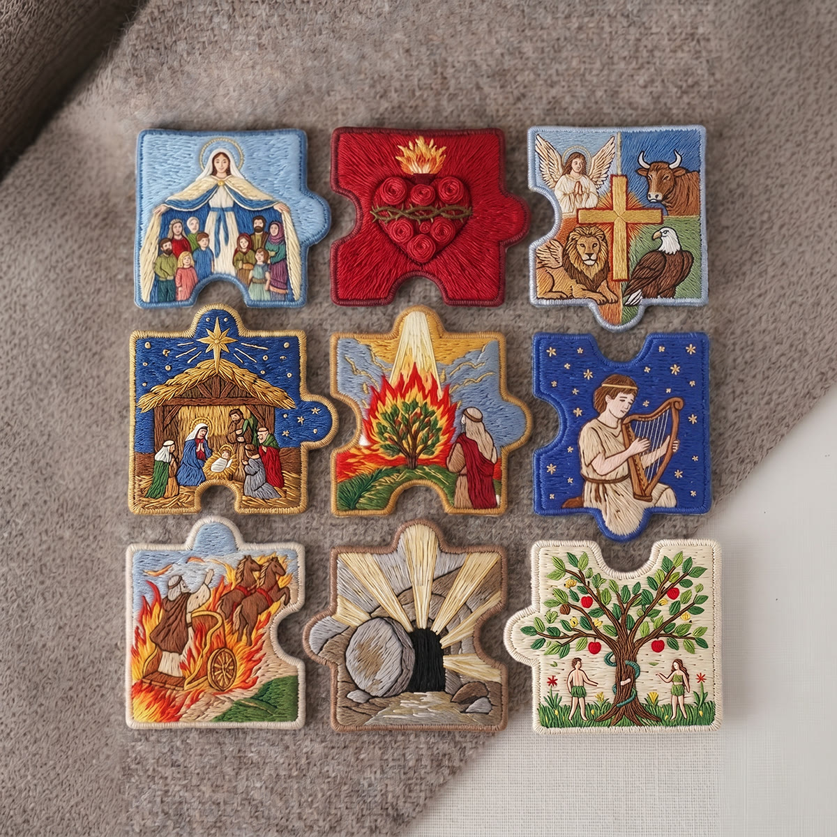 Rubbyoo Diy Magnet & Brooch Embroidery Puzzle Kit - Old And New Testament Art | Christian Home Decor - image 3