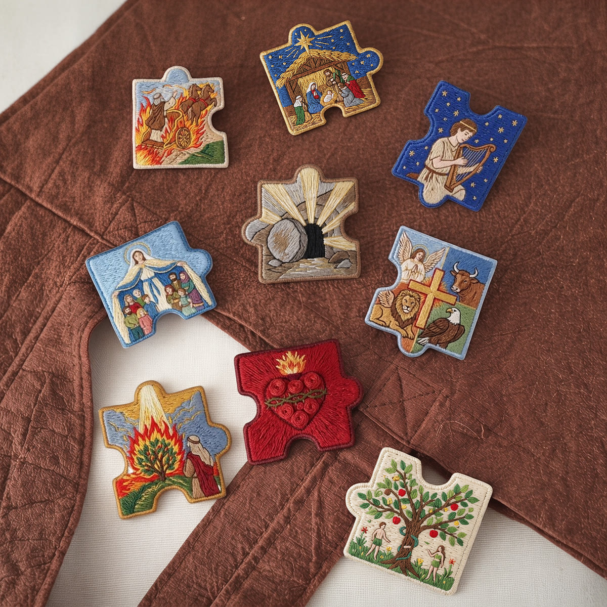 Rubbyoo Diy Magnet & Brooch Embroidery Puzzle Kit - Old And New Testament Art | Christian Home Decor - image 2