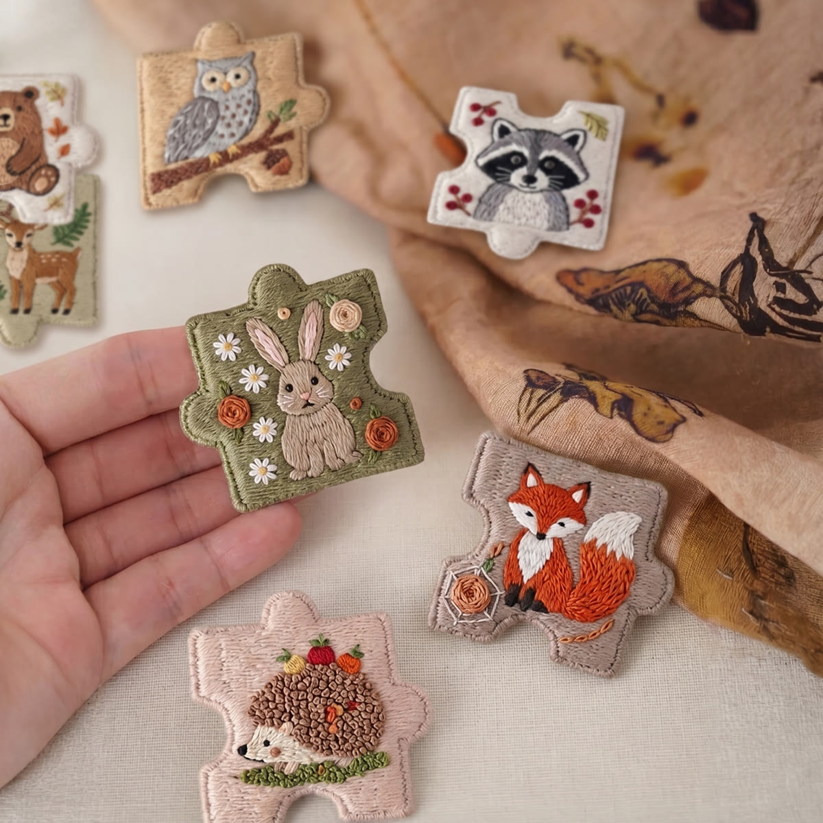 Rubbyoo Diy Magnet & Brooch Embroidery Puzzle Kit - Cute Wildlife Collection | Lovely Needlepoint Magnet - image 4