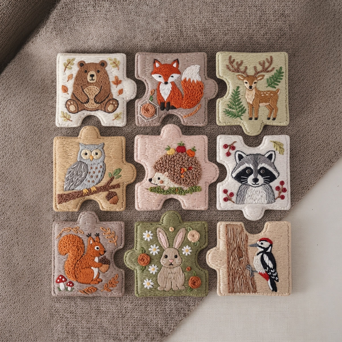 Rubbyoo Diy Magnet & Brooch Embroidery Puzzle Kit - Cute Wildlife Collection | Lovely Needlepoint Magnet - image 3