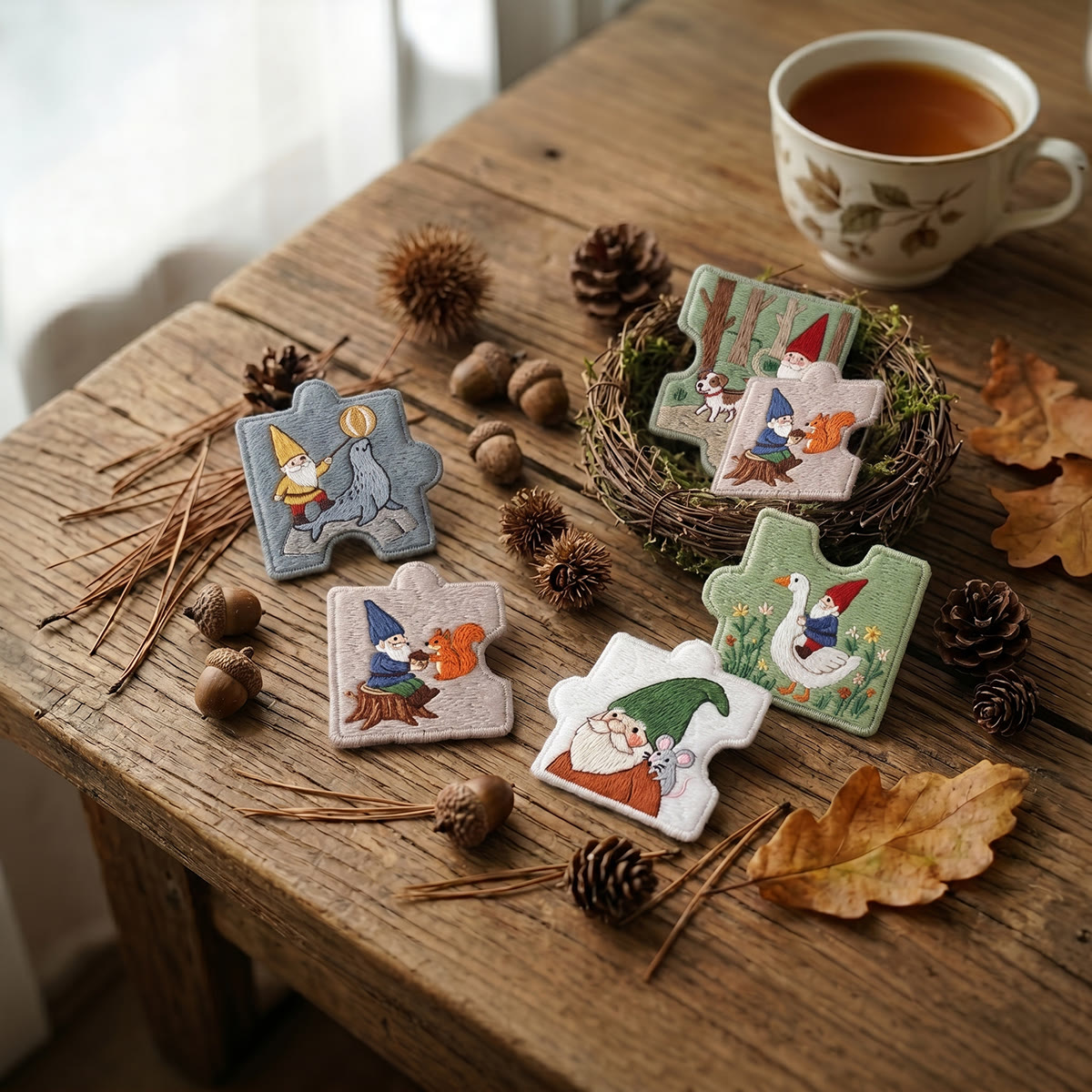 Rubbyoo Diy Magnet & Brooch Embroidery Puzzle Kit - Garden Gnome And Cute Animals | Good Luck Jewelry Gift For Her - image 3