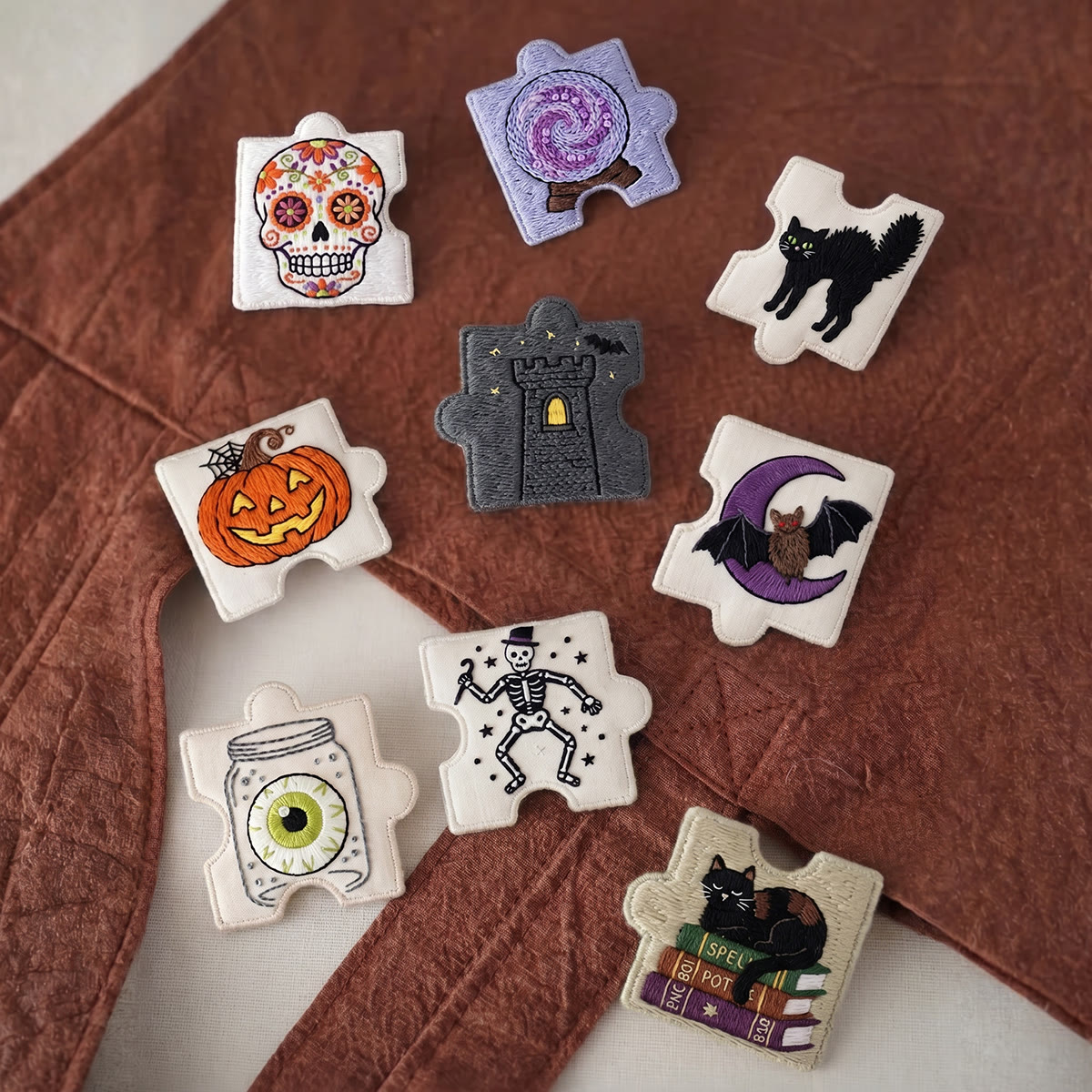 Rubbyoo Diy Magnet & Brooch Embroidery Puzzle Kit - Haunted House Aesthetic | Spooky Magnet For Fridge - image 2