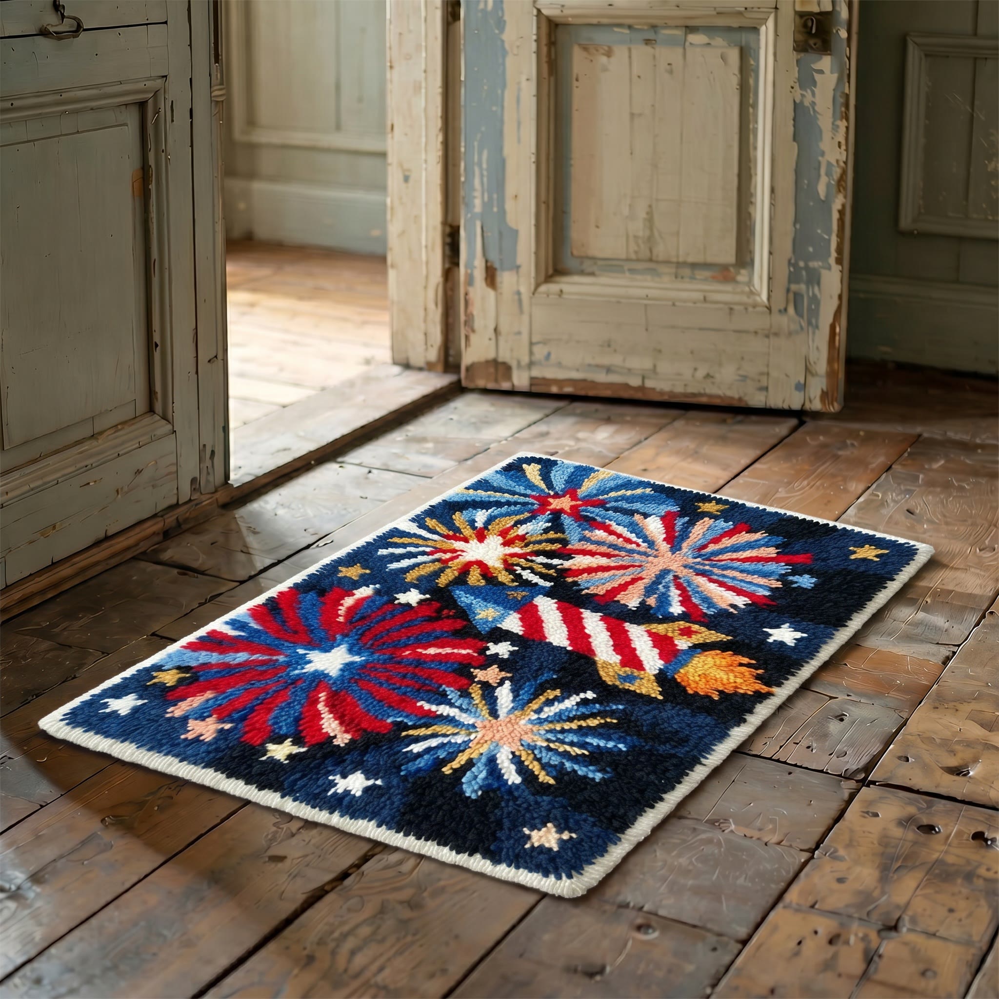 Rubbyoo Latch Hook Rug Kit - Firework Rocket | Unique Handmade Gift | Patriotic Porch Decor - image 6