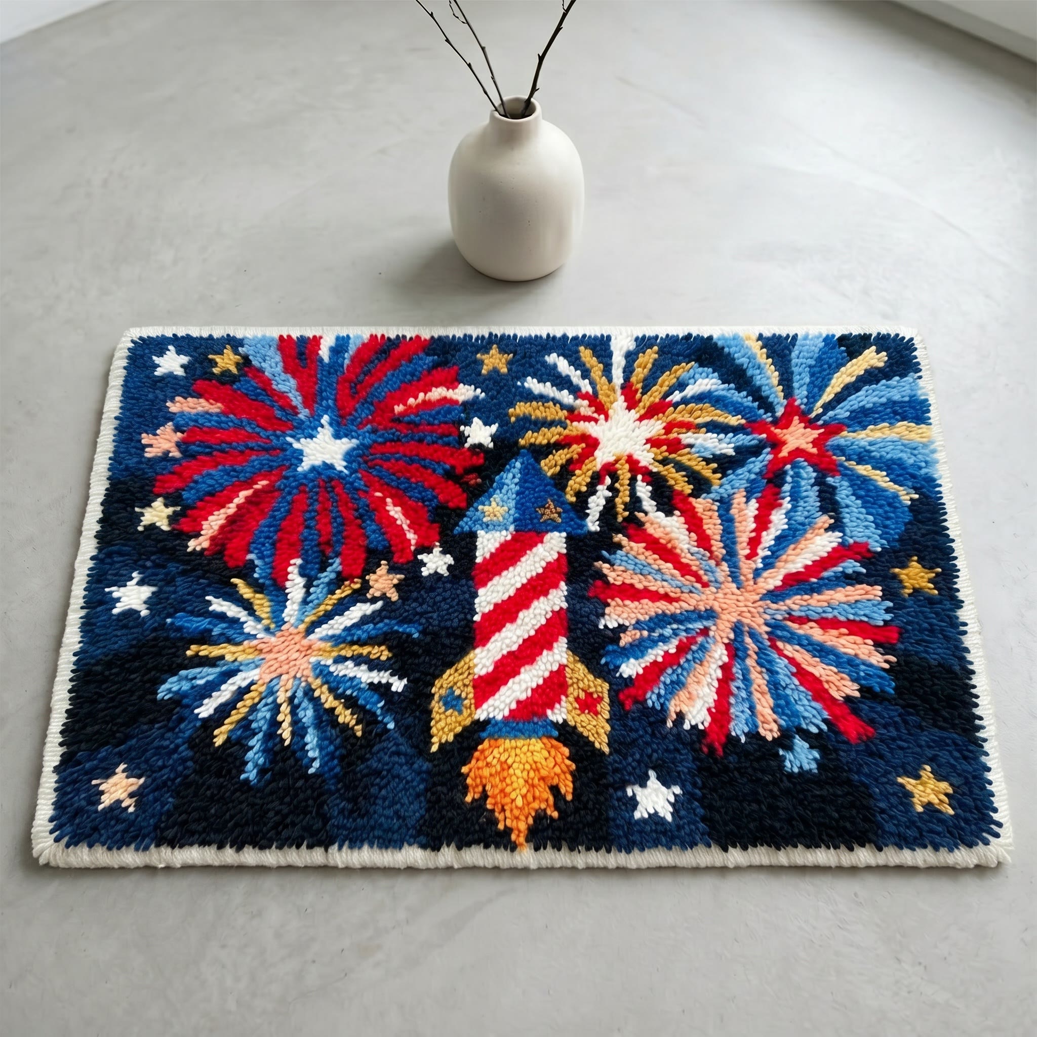 Rubbyoo Latch Hook Rug Kit - Firework Rocket | Unique Handmade Gift | Patriotic Porch Decor - image 7