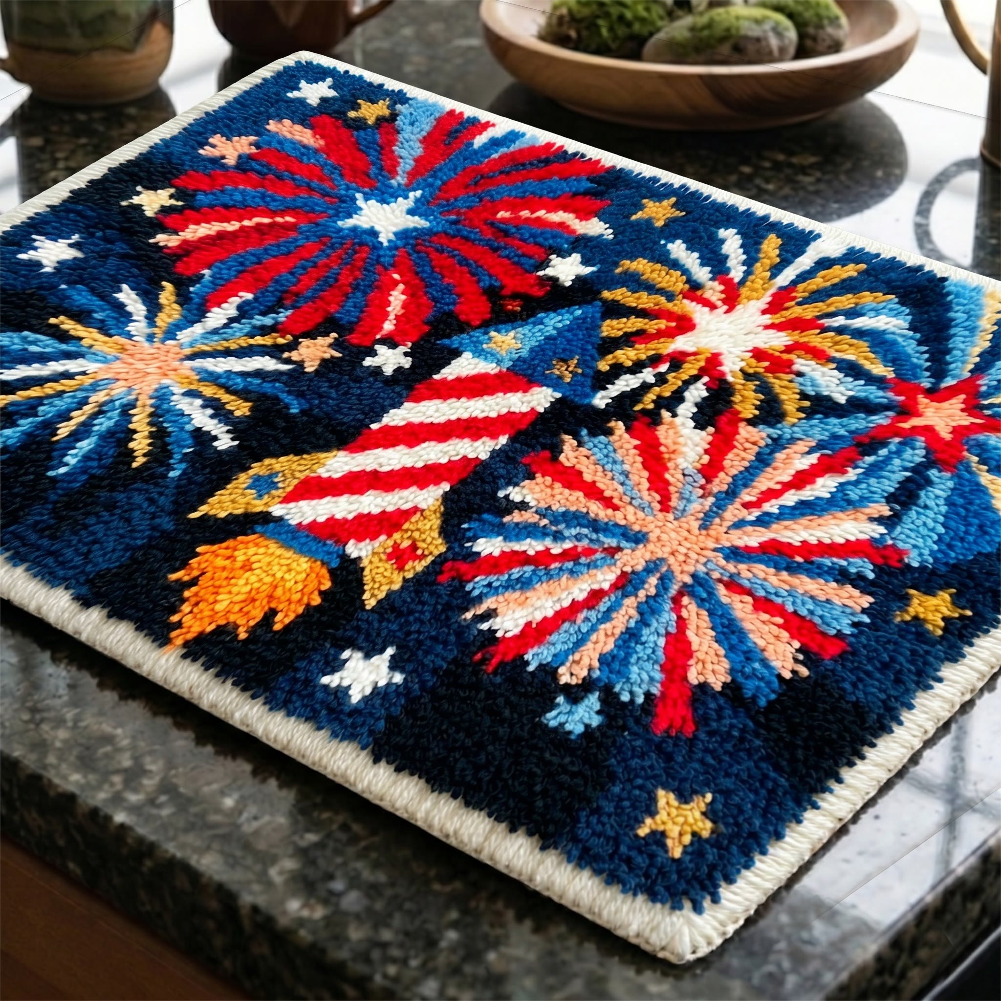 Rubbyoo Latch Hook Rug Kit - Firework Rocket | Unique Handmade Gift | Patriotic Porch Decor - image 3