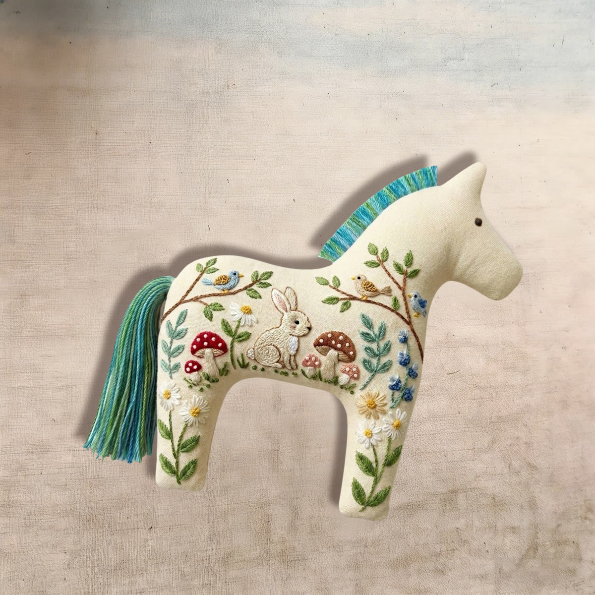 Rubbyoo Dala Horse Embroidery Kit - Forest Mushroom And Bunny  | Cute Handmade Craft | Nursery Hanging Decor - image 4