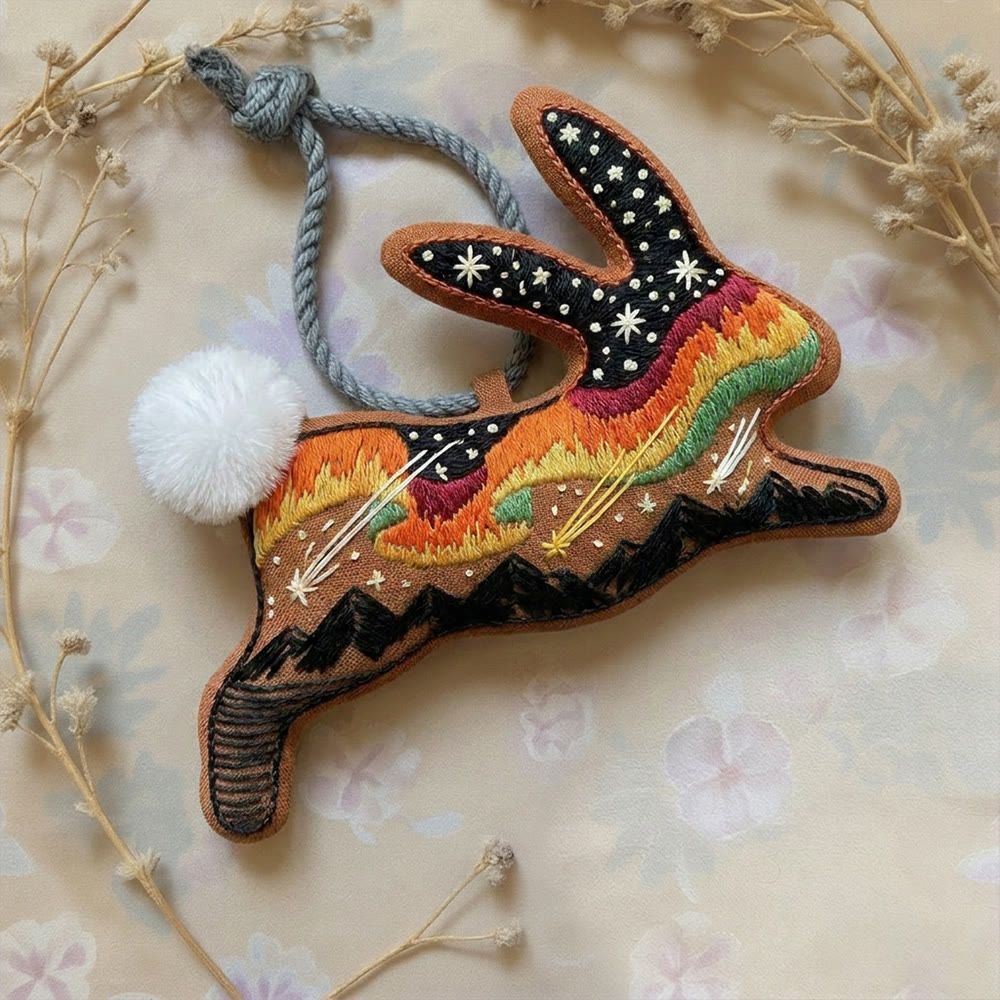 Rubbyoo Rabbit Embroidery Kit - Magical View | Whimsical Micro-Landscape Pattern | Mystical Boho Style Bag Charm - image 2