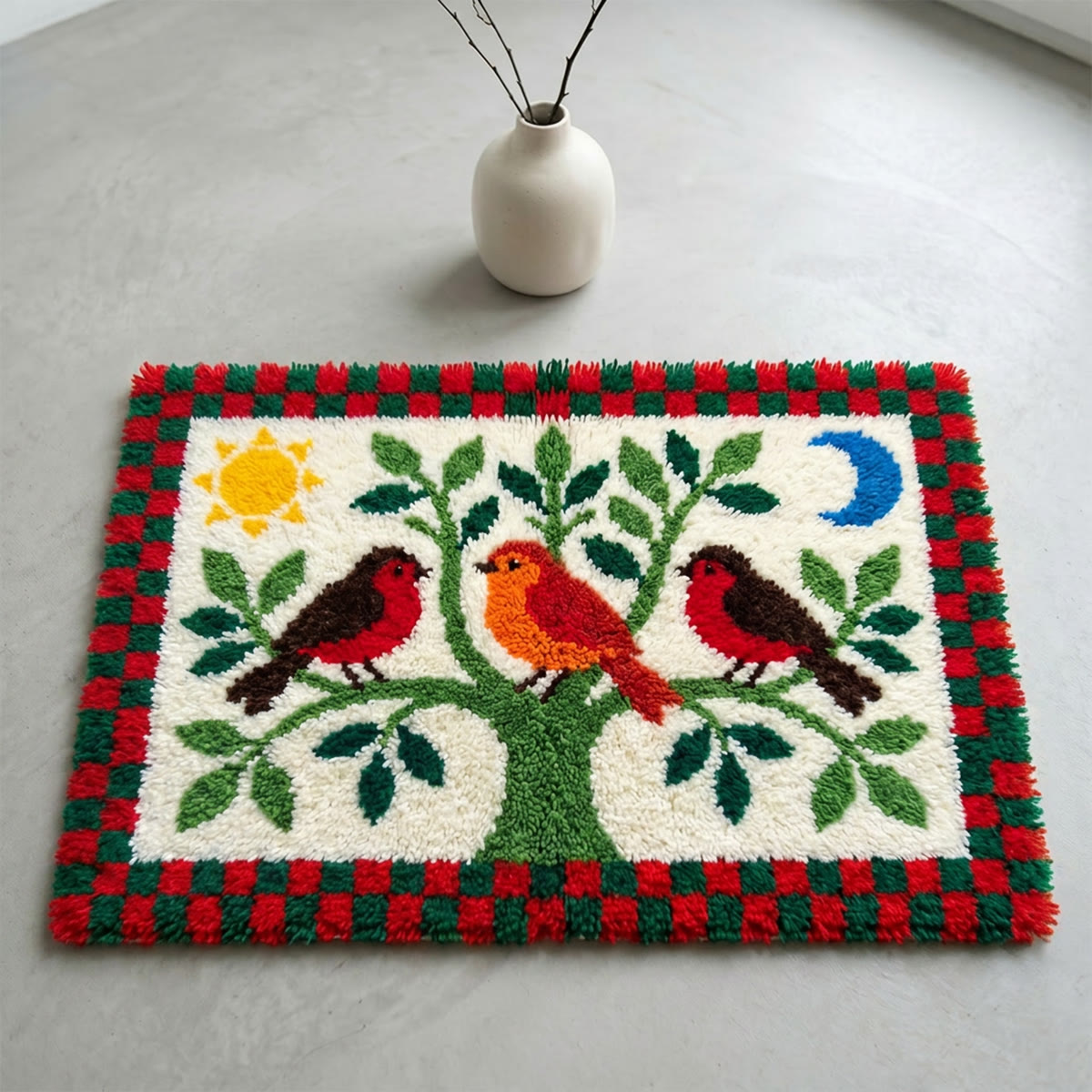 Rubbyoo Latch Hook Rug Kit - Robin Birds On Branch | Diy Embroidery Kit | Cozy Living Room Accent Rug - image 5