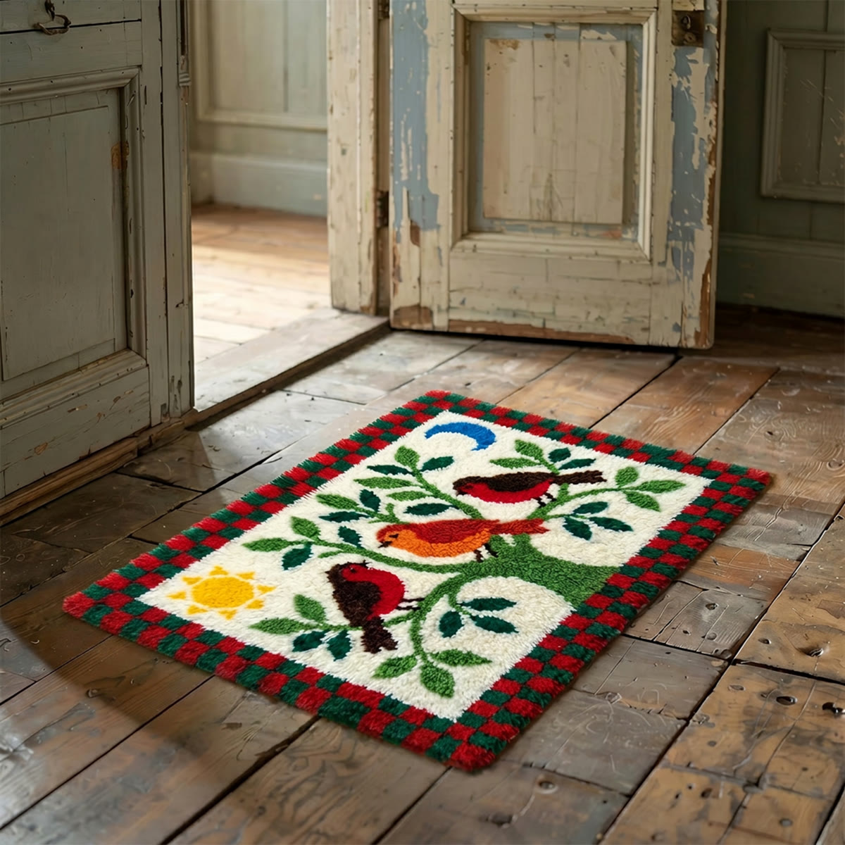 Rubbyoo Latch Hook Rug Kit - Robin Birds On Branch | Diy Embroidery Kit | Cozy Living Room Accent Rug - image 4