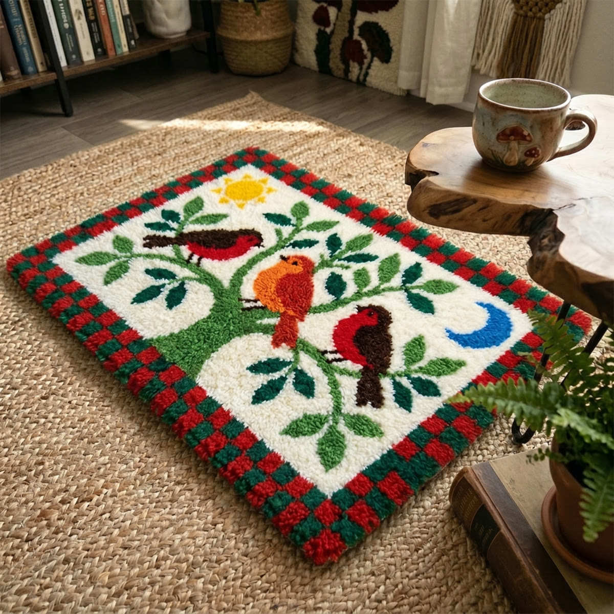 Rubbyoo Latch Hook Rug Kit - Robin Birds On Branch | Diy Embroidery Kit | Cozy Living Room Accent Rug - image 3