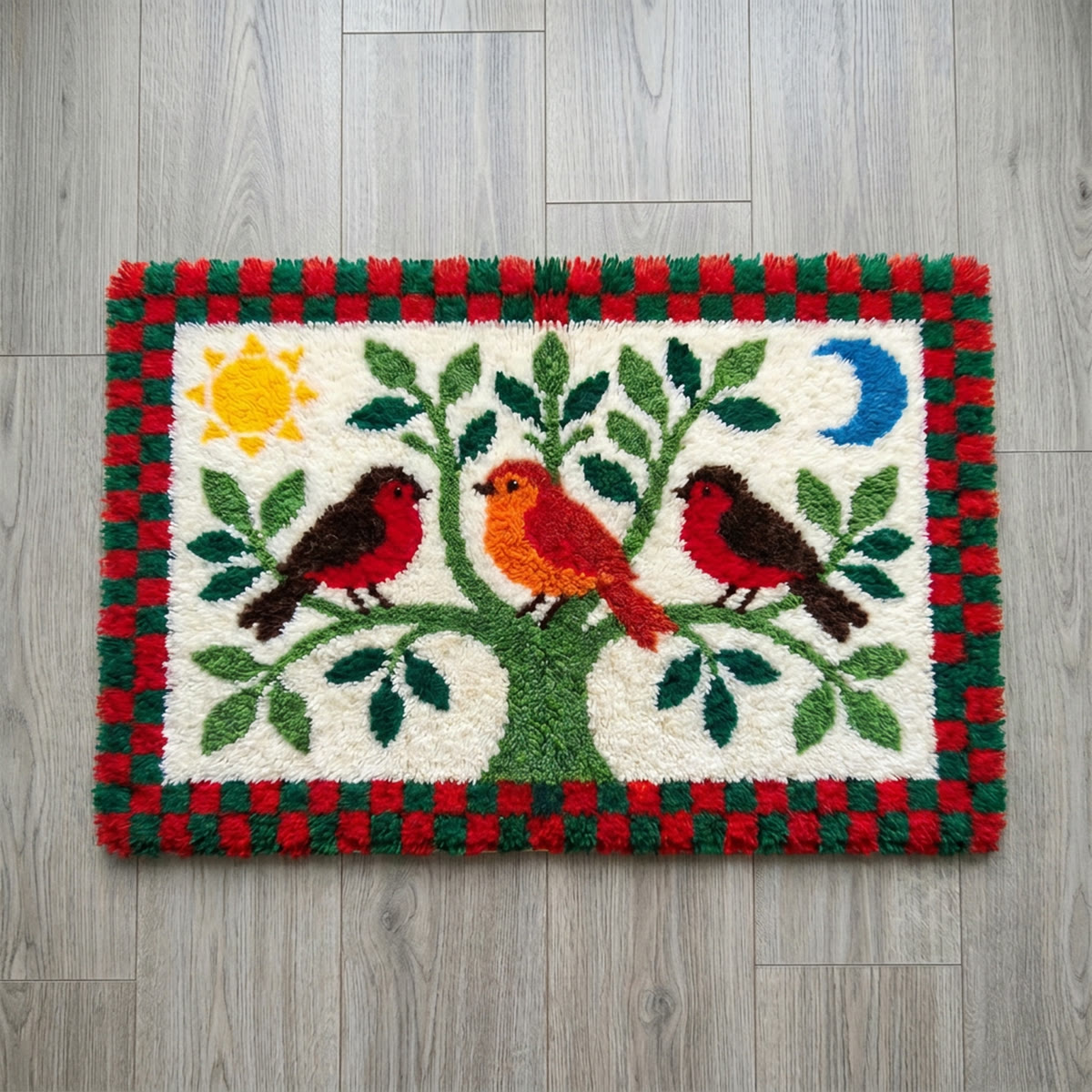 Rubbyoo Latch Hook Rug Kit - Robin Birds On Branch | Diy Embroidery Kit | Cozy Living Room Accent Rug - 75×50cm - image 1