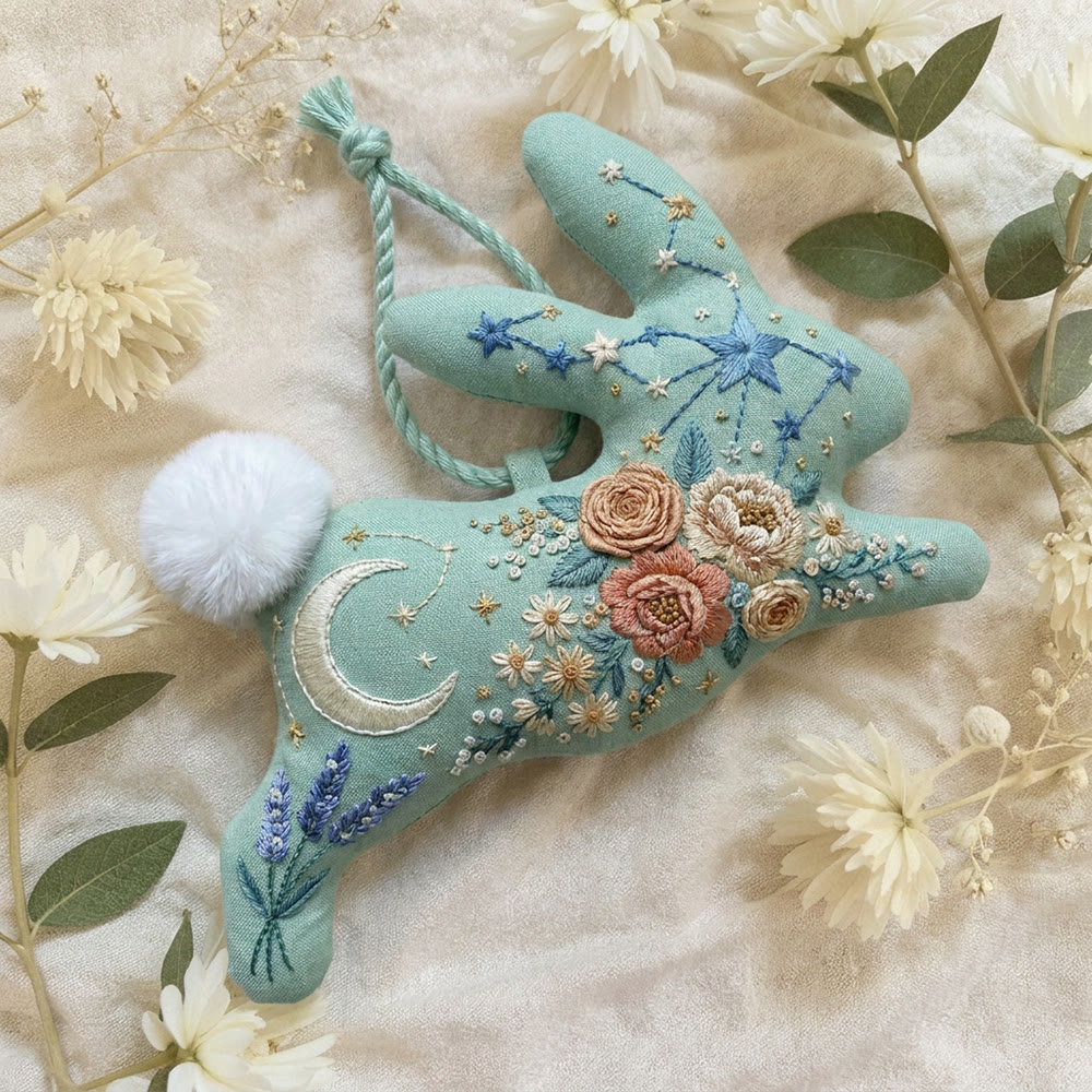 Rubbyoo Rabbit Embroidery Kit - Moonlit Bloom |  Exquisite Antique Floral Decor | All-inclusive Textile Ornament - image 2