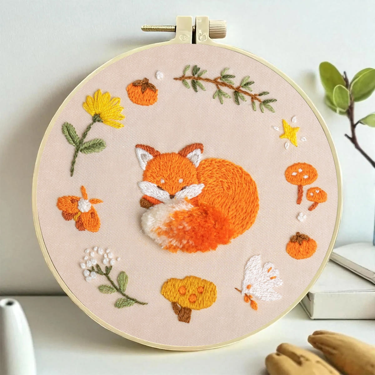 Rubbyoo Embroidery Kit - Sleeping Fox | Adorable Animal Handicraft | Diy Home Hanging Ornament - image 2
