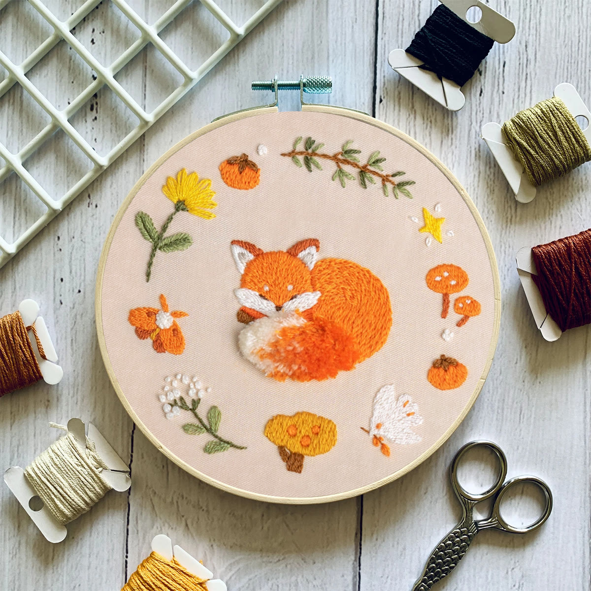 Rubbyoo Embroidery Kit - Sleeping Fox | Adorable Animal Handicraft | Diy Home Hanging Ornament - image 8