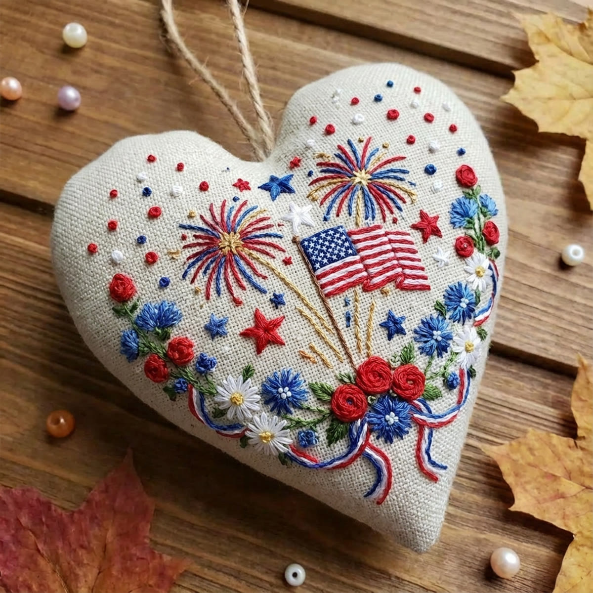 Rubbyoo Heart Embroidery Kit - Grand Celebration | American Independence Day Motif | 4th Of July Carnival Decor - image 2