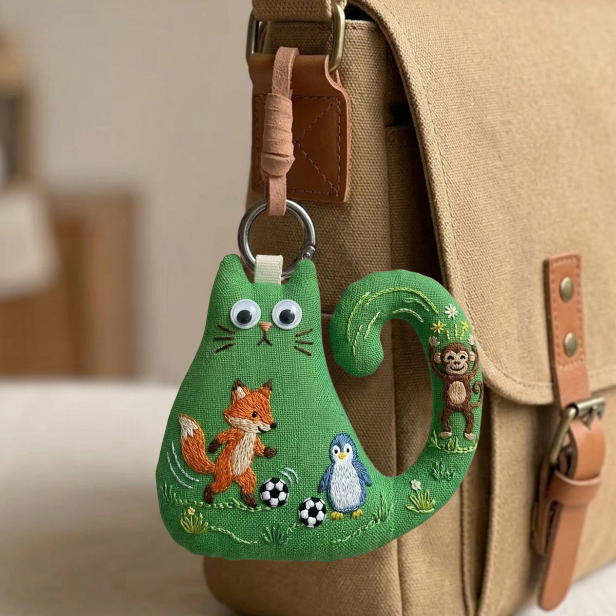 Rubbyoo Cat Embroidery Kit -  Fox Penguin Soccer | Unique Gift For Football Fans | Cute Purse Accessory - image 4