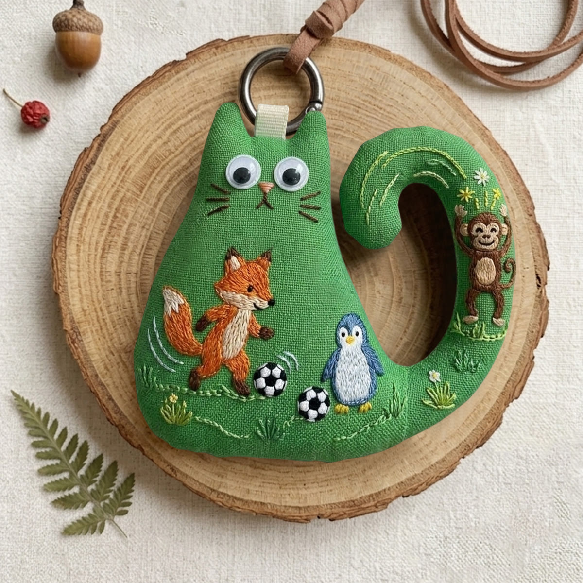 Rubbyoo Cat Embroidery Kit -  Fox Penguin Soccer | Unique Gift For Football Fans | Cute Purse Accessory - image 2