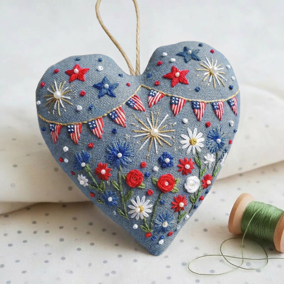 Rubbyoo Heart Embroidery Kit - Shining Day | Semiquincentennial Anniversary Pattern | Patriotic Present Choice - image 2