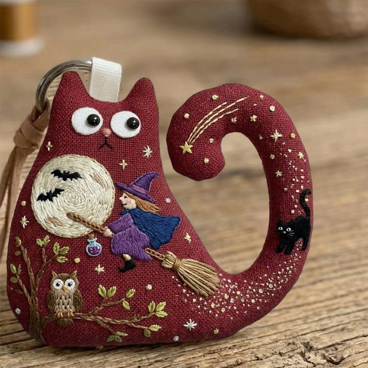 Rubbyoo Cat Embroidery Kit - Witch Riding Broom | Quirky Gift For Friend | Gothic Cat Decor - image 4