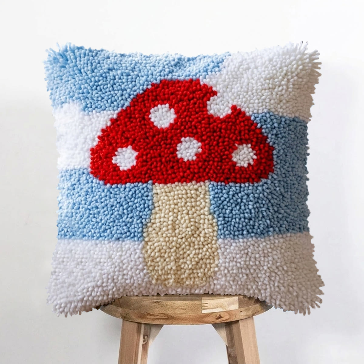 Rubbyoo Latch Hook Pillow Kit - Red Mushroom | Decorative Cushion Cover | Tufted Handmade Art  - image 5