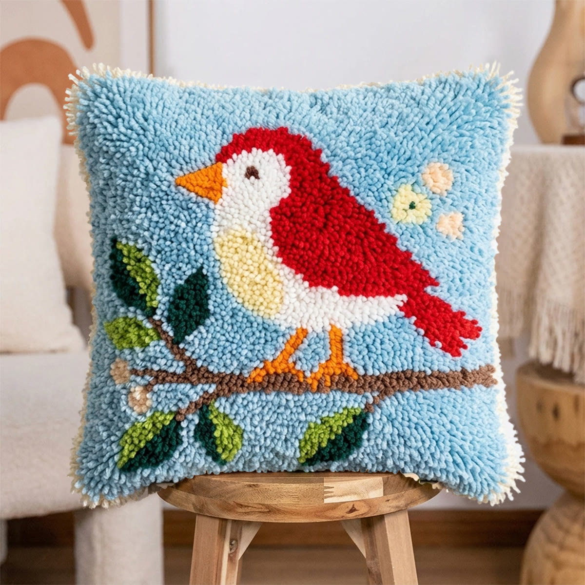 Rubbyoo Latch Hook Pillow Kit - Happy Bird | Creative Sofa Ornament | Perfect For Handmade Beginner  - image 2
