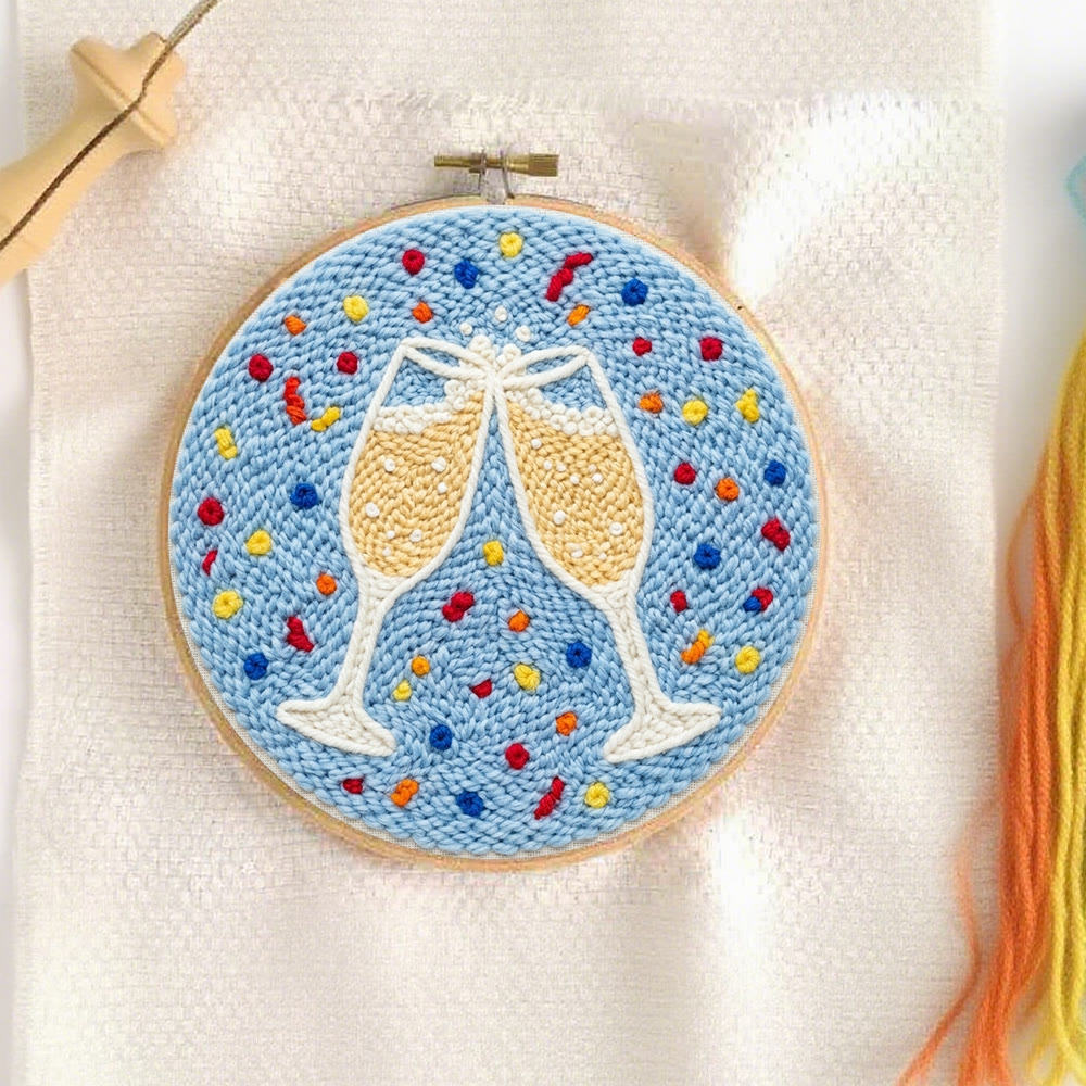 Champagne Cheers  Punch Needle Kit - Colorful Celebration Theme | Useful Housewarming Party Accent - image 3