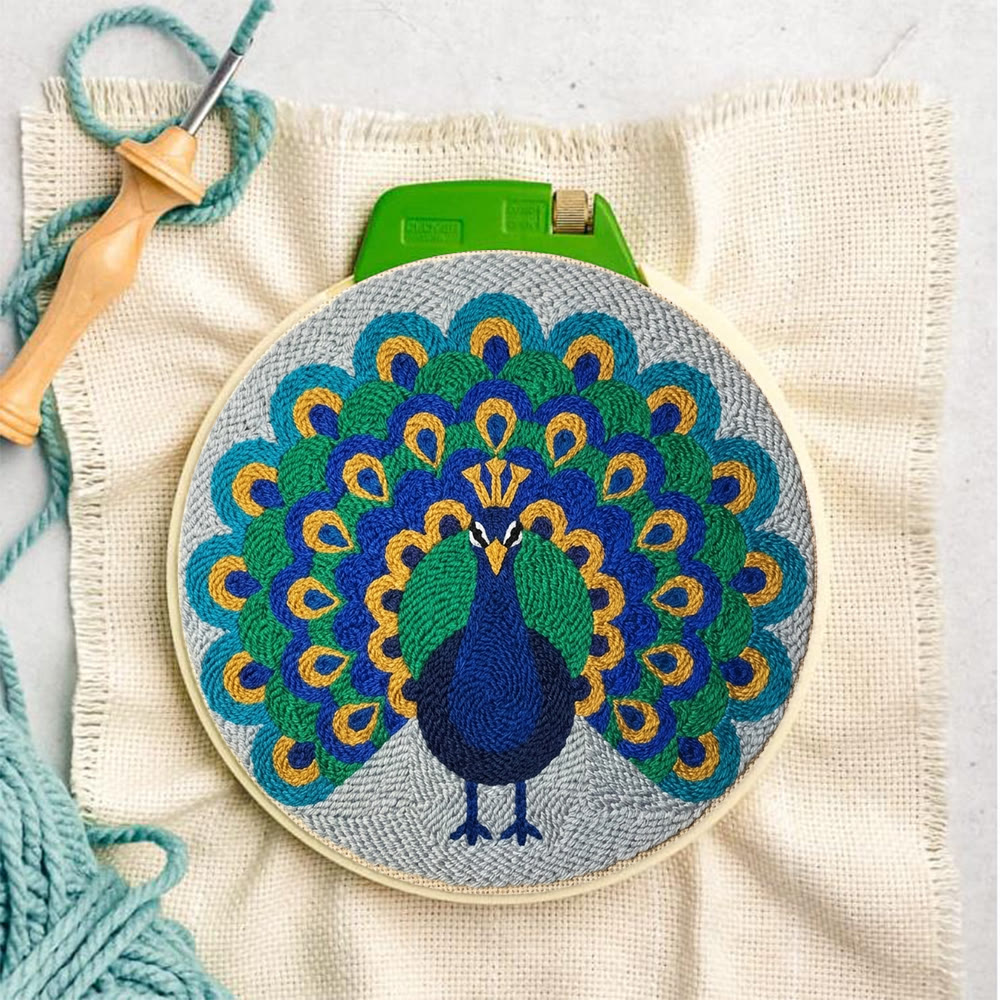 Peacock King Punch Needle Kit - Starter DIY Needlework Option | Delicate Animal Wall Art - image 5