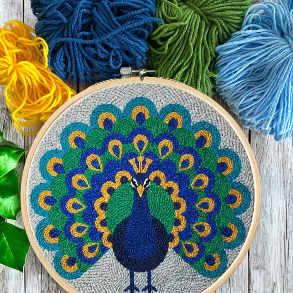 Peacock King Punch Needle Kit - Starter DIY Needlework Option | Delicate Animal Wall Art - image 4