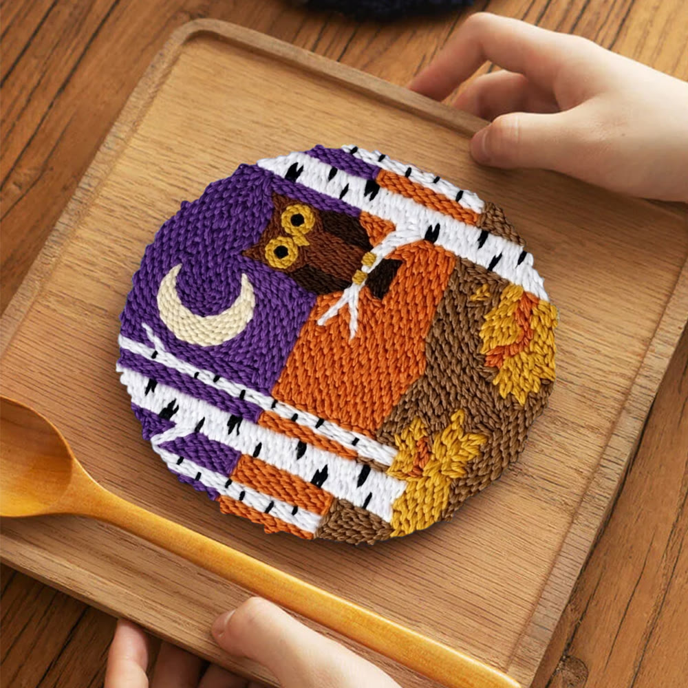 Owl & Birches King Punch Needle Kit - Whimsical Easy-to-do Craft Gift | High Saturation Style Studio Ornament - image 2