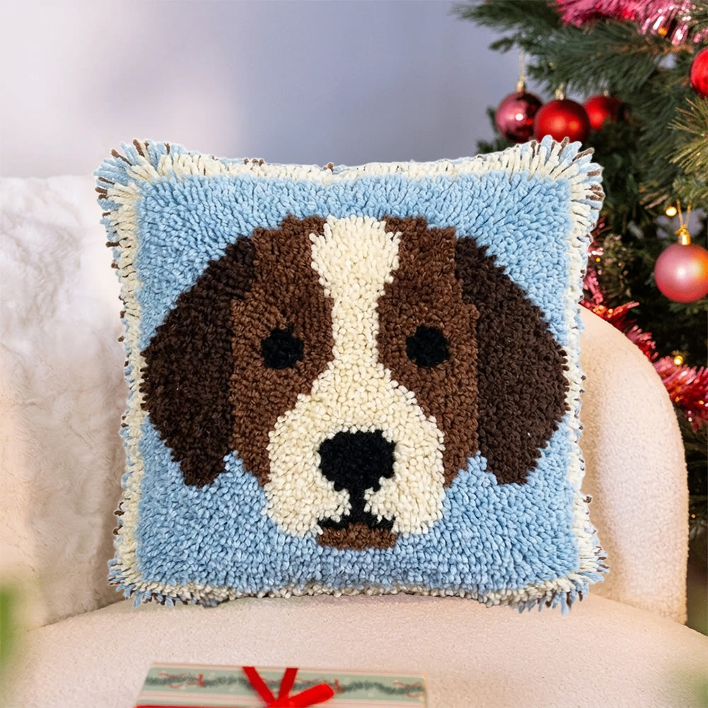 Rubbyoo Latch Hook Pillow Kit - Brown Puppy | Adorable Animal Home Decor | Perfect Gift For Dog Lovers - image 3
