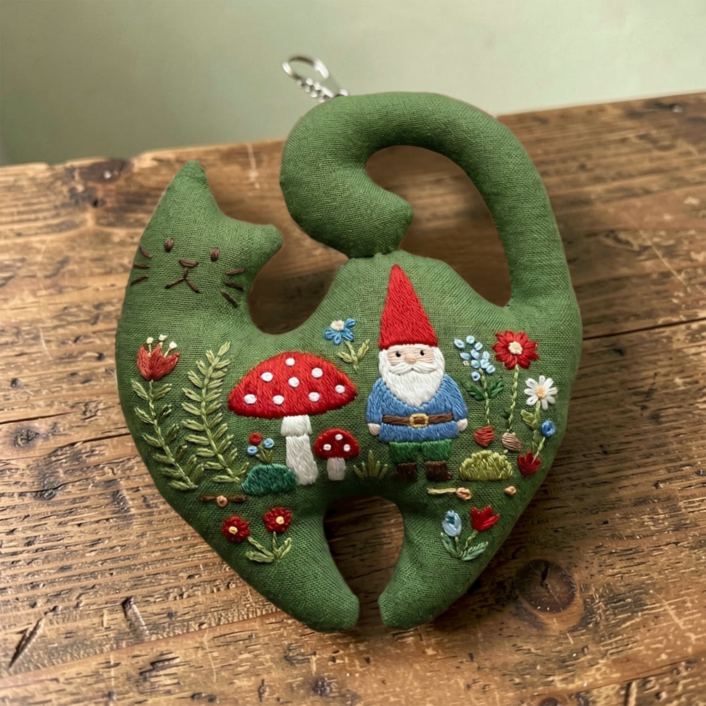 Rubbyoo Kitty Embroidery Kit - Santa Claus In The Forest  | Unique Mushroom & Santa Pattern | Attractive Christmas Party Ornament - 6 inches hoop kit - image 1