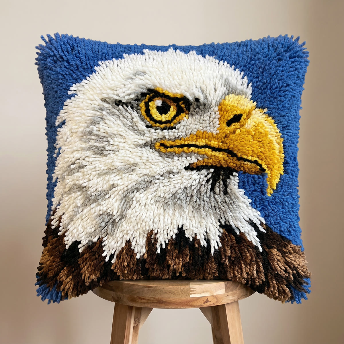 Rubbyoo Latch Hook Pillow Kit - Majestic Eagle | Patriotic Handmade Craft | Nice For Housewarming Gift  - image 3