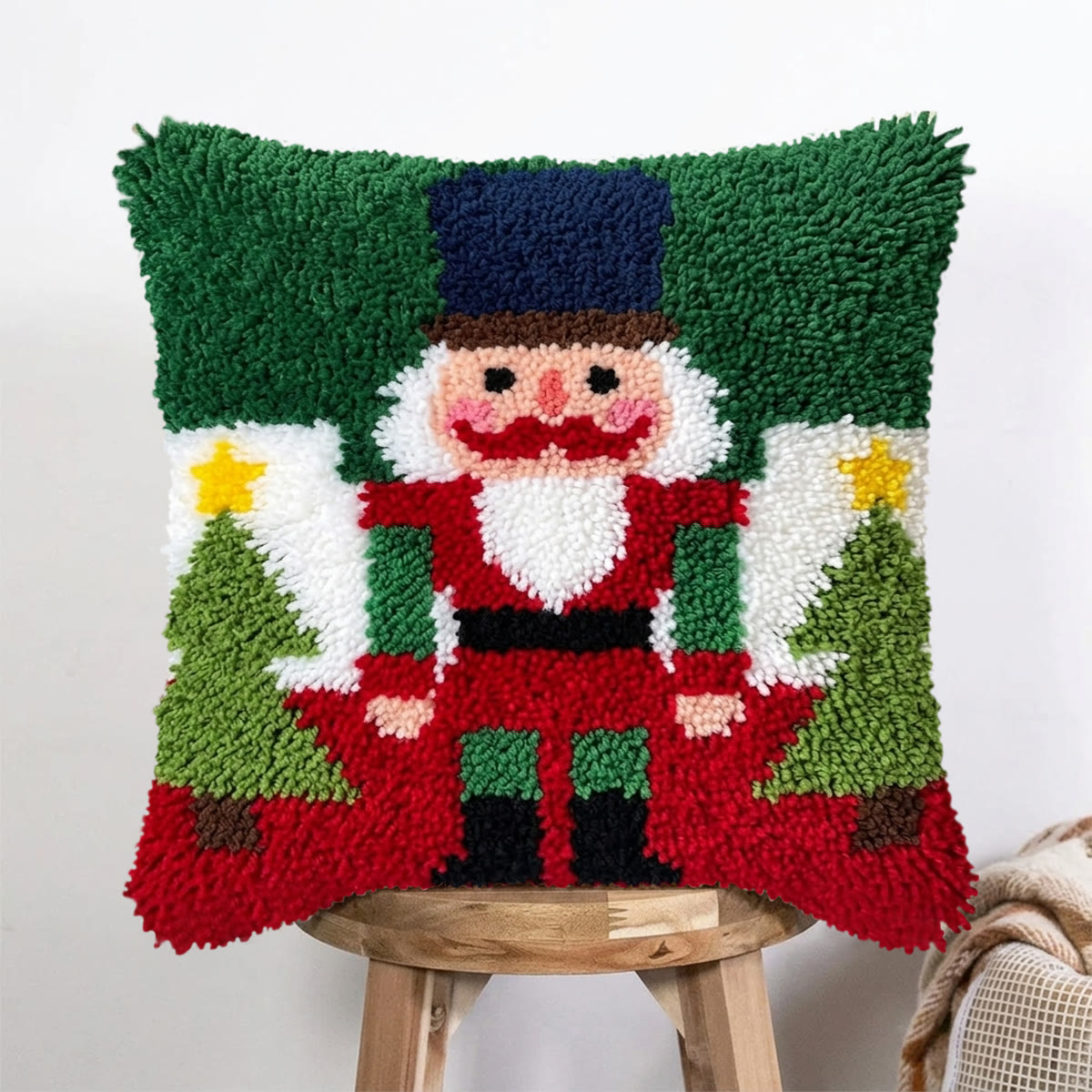 Rubbyoo Latch Hook Pillow Kit - Whimsical Nutcracker | Christmas Holiday Gift | Easy For Handmade Starters - 43*43cm - image 1