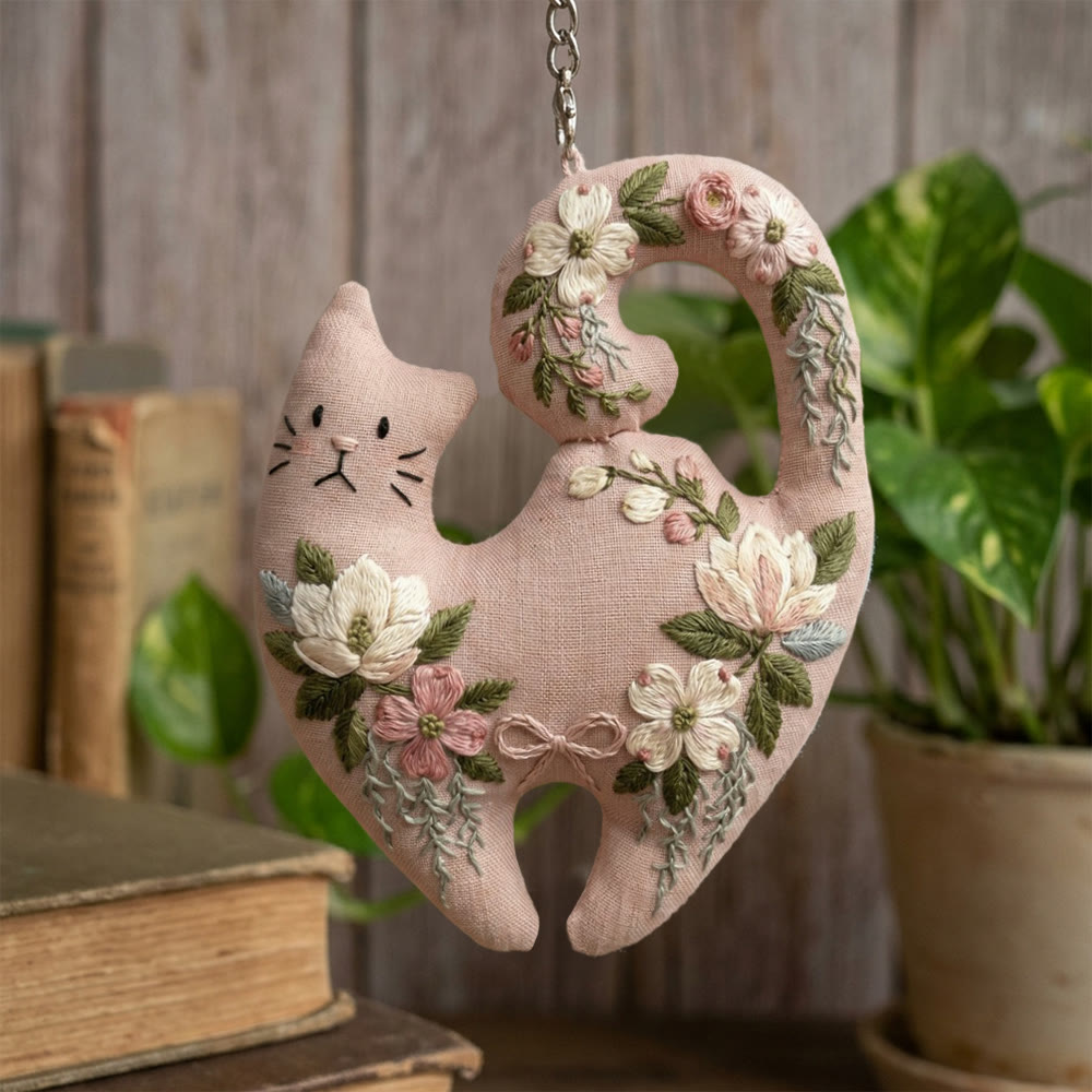 Rubbyoo Kitty Embroidery Kit - Blossom Romance  | Elegant Floral DIY Sewing Kit | Exquisite Pink Gift For Her - image 2