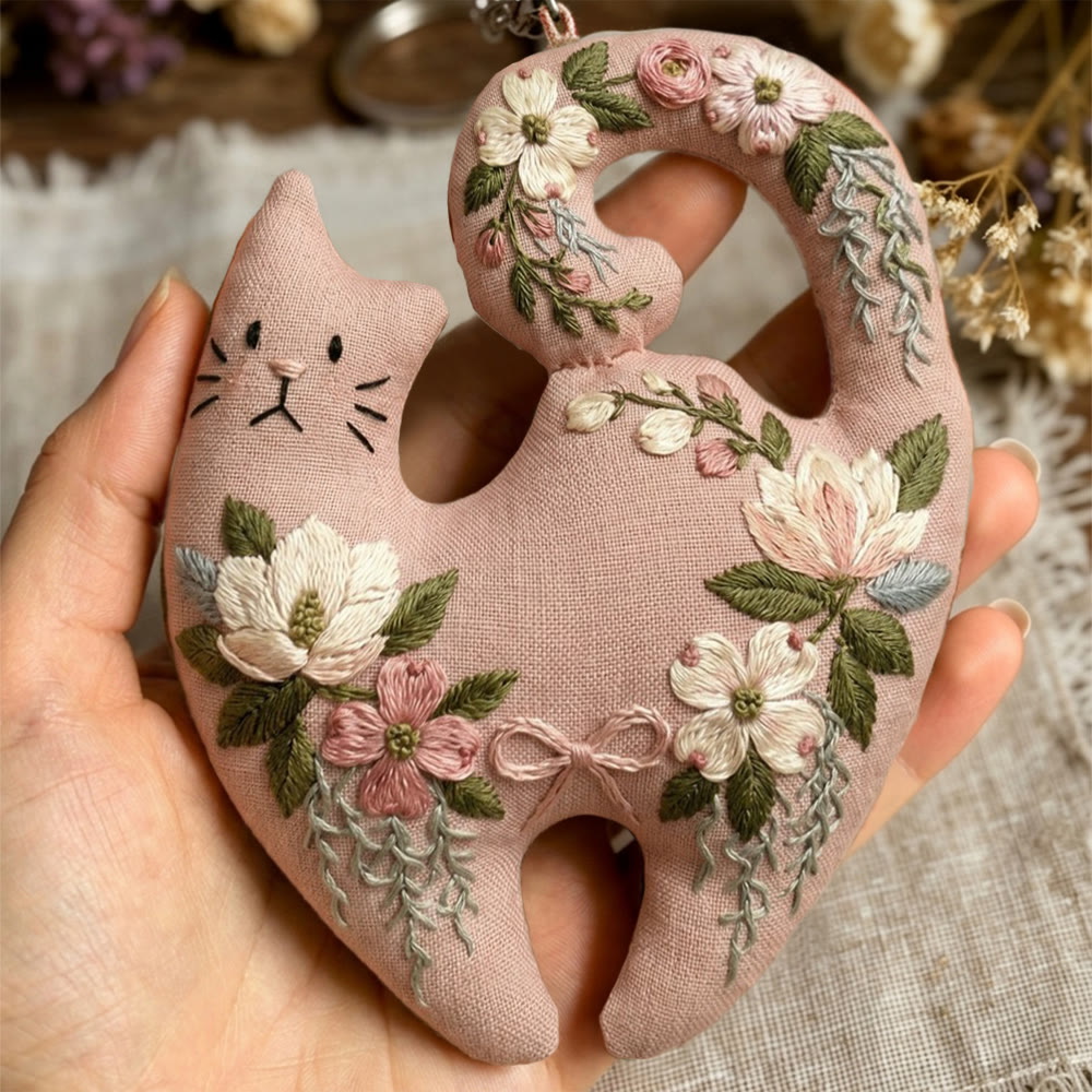 Rubbyoo Kitty Embroidery Kit - Blossom Romance  | Elegant Floral DIY Sewing Kit | Exquisite Pink Gift For Her - image 3