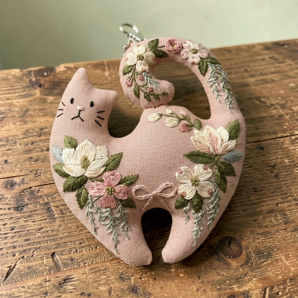 Rubbyoo Kitty Embroidery Kit - Blossom Romance  | Elegant Floral DIY Sewing Kit | Exquisite Pink Gift For Her - 6 inches hoop kit - image 1